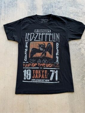 Led Zeppelin Tour Graphic Tee - Black with Orange Accent